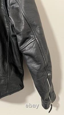 Vintage Wilsons Black Heavy Thick Leather Motorcycle Biker Jacket Men's Size M