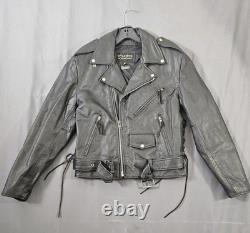 Vintage? Wilsons Black Leather Motorcycle Biker Jacket Small Heavy Thinsulate