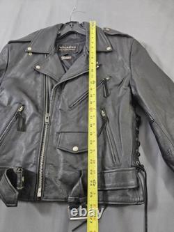 Vintage? Wilsons Black Leather Motorcycle Biker Jacket Small Heavy Thinsulate