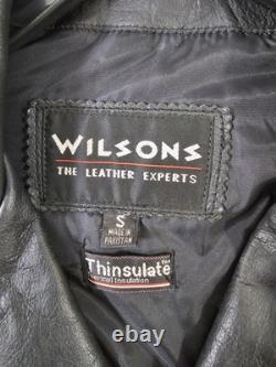 Vintage? Wilsons Black Leather Motorcycle Biker Jacket Small Heavy Thinsulate