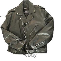 Vintage Wilsons Classic Black Leather Motorcycle Moto Biker Jacket Mens L