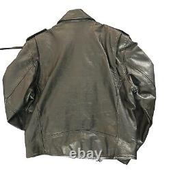 Vintage Wilsons Classic Black Leather Motorcycle Moto Biker Jacket Mens L