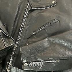 Vintage Wilsons Classic Black Leather Motorcycle Moto Biker Jacket Mens L