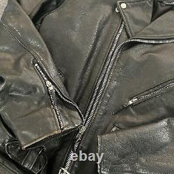 Vintage Wilsons Classic Black Leather Motorcycle Moto Biker Jacket Mens L