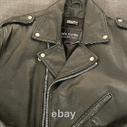 Vintage Wilsons Classic Black Leather Motorcycle Moto Biker Jacket Mens L