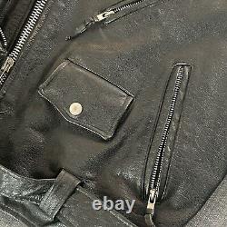 Vintage Wilsons Classic Black Leather Motorcycle Moto Biker Jacket Mens L