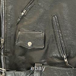 Vintage Wilsons Classic Black Leather Motorcycle Moto Biker Jacket Mens L