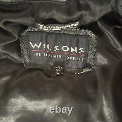 Vintage Wilsons Classic Black Leather Motorcycle Moto Biker Jacket Mens L