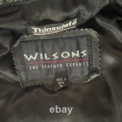 Vintage Wilsons Classic Black Leather Motorcycle Moto Biker Jacket Mens L