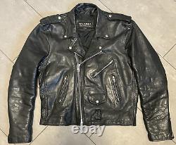 Vintage Wilsons Classic Black Leather Motorcycle Moto Biker Jacket Mens M