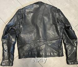 Vintage Wilsons Classic Black Leather Motorcycle Moto Biker Jacket Mens M