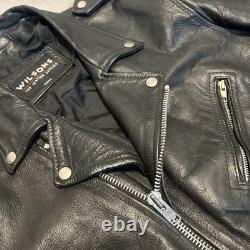 Vintage Wilsons Classic Black Leather Motorcycle Moto Biker Jacket Mens M