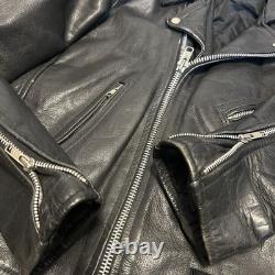 Vintage Wilsons Classic Black Leather Motorcycle Moto Biker Jacket Mens M