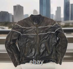 Vintage Wilsons Heavy Duty Leather Motorcycle Jacket Men Medium Black Cafe Racer