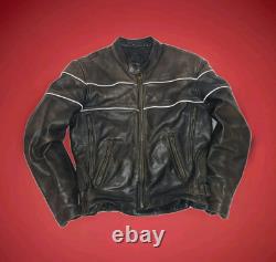 Vintage Wilsons Heavy Duty Leather Motorcycle Jacket Men Medium Black Cafe Racer
