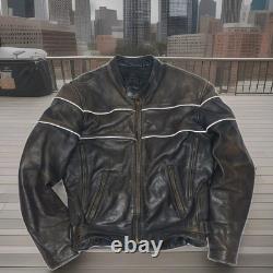 Vintage Wilsons Heavy Duty Leather Motorcycle Jacket Men Medium Black Cafe Racer