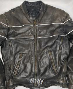 Vintage Wilsons Heavy Duty Leather Motorcycle Jacket Men Medium Black Cafe Racer