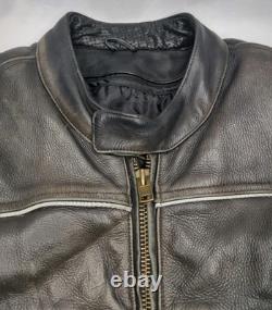 Vintage Wilsons Heavy Duty Leather Motorcycle Jacket Men Medium Black Cafe Racer