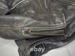 Vintage Wilsons Heavy Duty Leather Motorcycle Jacket Men Medium Black Cafe Racer