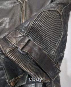 Vintage Wilsons Heavy Duty Leather Motorcycle Jacket Men Medium Black Cafe Racer