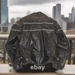 Vintage Wilsons Heavy Duty Leather Motorcycle Jacket Men Medium Black Cafe Racer