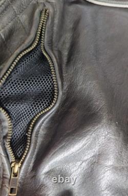 Vintage Wilsons Heavy Duty Leather Motorcycle Jacket Men Medium Black Cafe Racer