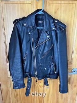 Vintage Wilsons Leather Biker Jacket Black Unisex, XS belted Heavy Thinsulate
