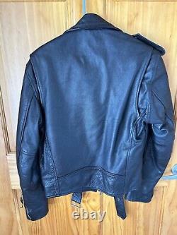 Vintage Wilsons Leather Biker Jacket Black Unisex, XS belted Heavy Thinsulate