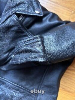 Vintage Wilsons Leather Biker Jacket Black Unisex, XS belted Heavy Thinsulate