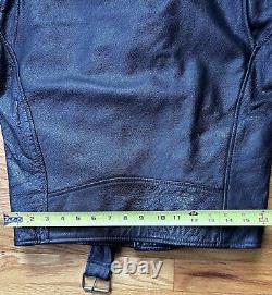 Vintage Wilsons Leather Biker Jacket Black Unisex, XS belted Heavy Thinsulate