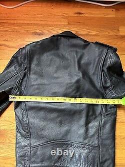 Vintage Wilsons Leather Biker Jacket Black Unisex, XS belted Heavy Thinsulate