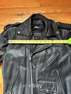 Vintage Wilsons Leather Biker Jacket Black Unisex, XS belted Heavy Thinsulate