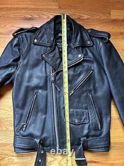 Vintage Wilsons Leather Biker Jacket Black Unisex, XS belted Heavy Thinsulate