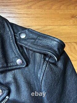 Vintage Wilsons Leather Biker Jacket Black Unisex, XS belted Heavy Thinsulate