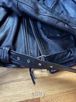 Vintage Wilsons Leather Biker Jacket Black Unisex, XS belted Heavy Thinsulate