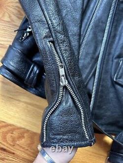 Vintage Wilsons Leather Biker Jacket Black Unisex, XS belted Heavy Thinsulate