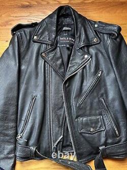 Vintage Wilsons Leather Biker Jacket Black Unisex, XS belted Heavy Thinsulate