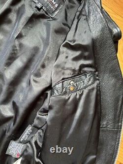 Vintage Wilsons Leather Biker Jacket Black Unisex, XS belted Heavy Thinsulate