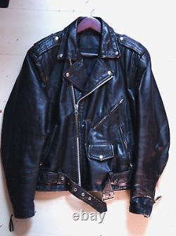 Vintage Wilsons Leather Black Calfskin Classic Motorcycle Biker Leather Jacket