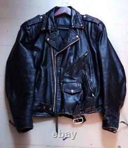 Vintage Wilsons Leather Black Calfskin Classic Motorcycle Biker Leather Jacket