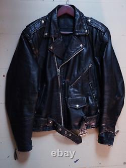 Vintage Wilsons Leather Black Calfskin Classic Motorcycle Biker Leather Jacket