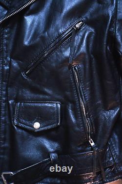 Vintage Wilsons Leather Black Calfskin Classic Motorcycle Biker Leather Jacket