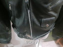 Vintage Wilsons Leather Classic Style Black Biker Motorcycle Jacket Large