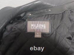 Vintage Wilsons Leather Classic Style Black Biker Motorcycle Jacket Large