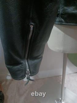 Vintage Wilsons Leather Classic Style Black Biker Motorcycle Jacket Large