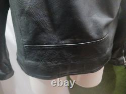 Vintage Wilsons Leather Classic Style Black Biker Motorcycle Jacket Large