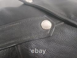 Vintage Wilsons Leather Classic Style Black Biker Motorcycle Jacket Large