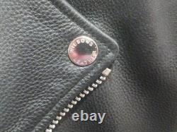 Vintage Wilsons Leather Classic Style Black Biker Motorcycle Jacket Large