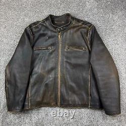 Vintage Wilsons Leather Jacket Mens 2XL Brown Moto Motorcycle Cafe Racer Heavy