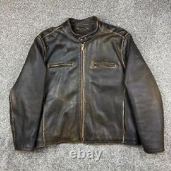 Vintage Wilsons Leather Jacket Mens 2XL Brown Moto Motorcycle Cafe Racer Heavy